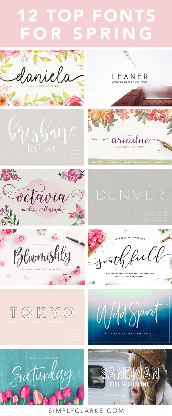 12 Top Fonts for Spring - Simply Clarke